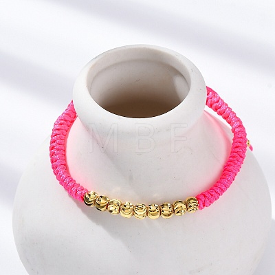 Polyester Cord Braided Bead Bracelets for Women BJEW-L698-01G-09-1