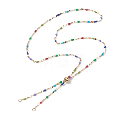 304 Stainless Steel Colorful Enamel Link Chain Slider Necklace Makings AJEW-JB01269-1