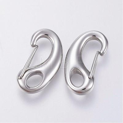 304 Stainless Steel Push Gate Snap Keychain Clasp Findings STAS-G039-03P-1