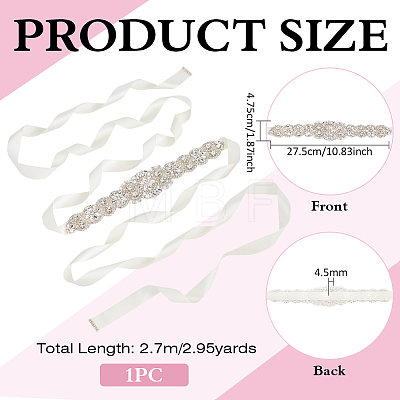 1Pc Crystal Rhinestone Flower Polyester Belts for Wedding Dress AJEW-FG0005-77S-1