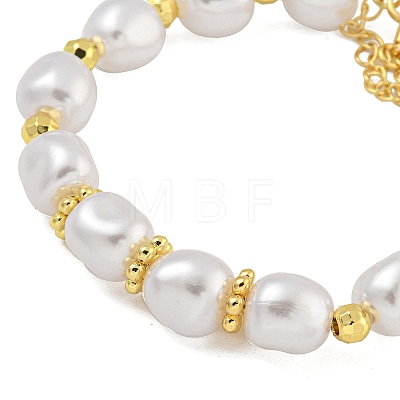 Rack Plating Brass and ABS Imitation Pearl Bracelets BJEW-B106-16G-1