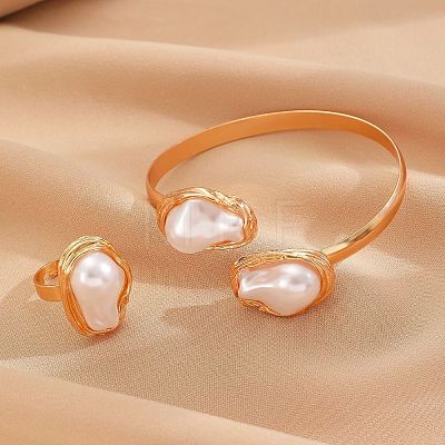 Oval Alloy & Plastic Pearl Jewelry Sets WGB491C-12-1