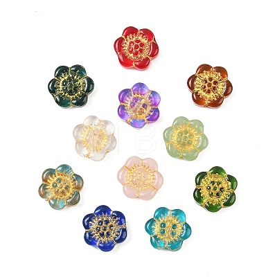 Baking Paint and Golden Metal Enlaced Glass Beads DGLA-T004-10M-1