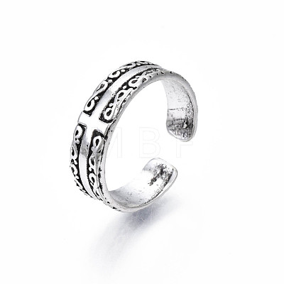 Cross Alloy Open Cuff Ring for Women RJEW-T009-25AS-1