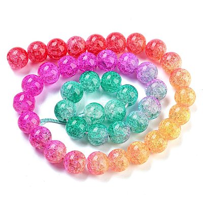 Spray Painted Crackle Glass Beads Strands DGLA-C002-10mm-09-1