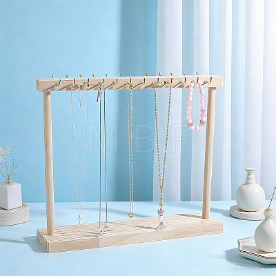 Rectangle Wooden Necklace Organizer Display Stands NDIS-WH0010-36C-1