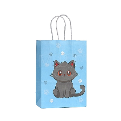 Cat Printed Paper Tote Bags with Handles PW-WG9DBA9-04-1