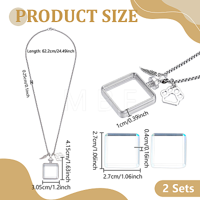 2Pcs Stainless Steel Chain Necklaces NJEW-DR00047-1