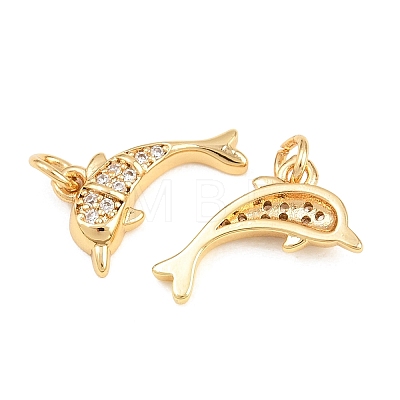 Brass Micro Pave Clear Cubic Zirconia Charms KK-Q085-04D-G-1