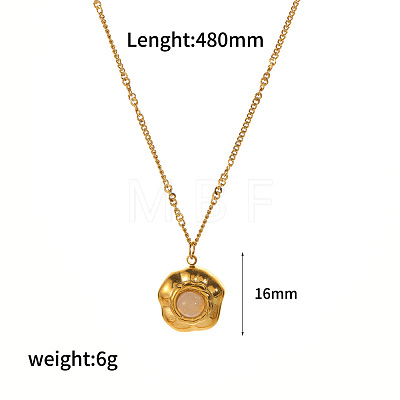 Natural Quartz Crystal Flower Pendant 304 Stainless Steel Chain Necklaces for Women FS-WGE9101-06-1