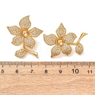 Brass Micro Pave Clear Cubic Zirconia Slide Charms KK-K422-10G-1