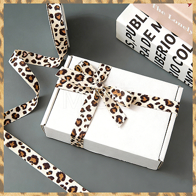 3 Colors Leopard Print Polyester Cotton Ribbon OCOR-ME0001-69-1
