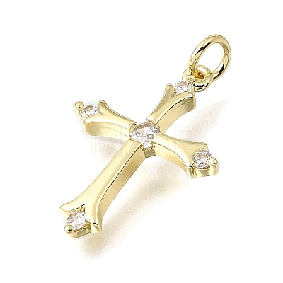 Easter Brass Clear Cubic Zirconia Pendants KK-G602-01G-1