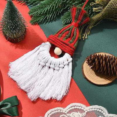 Christmas Handmade Woven Macrame Cotton Thread Santa Claus Pendant Decorations HJEW-JM02455-03-1