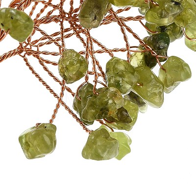 Natural Peridot Chips Tree of Life Decorations DJEW-C016-02I-1