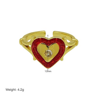 Brass Micro Pave Clear Cubic Zirconia & Enemal Cuff Open Rings for Women WG18C6A-01-1