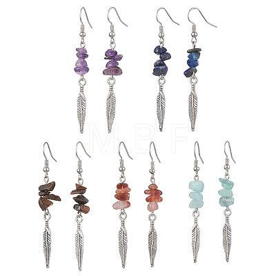 Natural Mixed Stone Dangle Earring for Women EJEW-JE05935-1