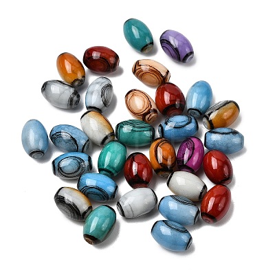 30Pcs Opaque Glass Beads X-EGLA-L047-10-1