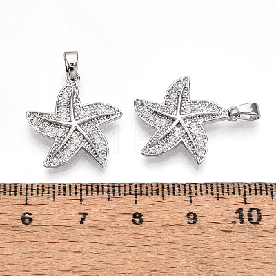 Brass Micro Pave Cubic Zirconia Pendants KK-T070-86P-1