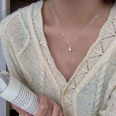 925 Sterling Silver Micro Pave Clear Cubic Zirconia Star Pendant Necklaces for Women FS-WG24A8B-02-1