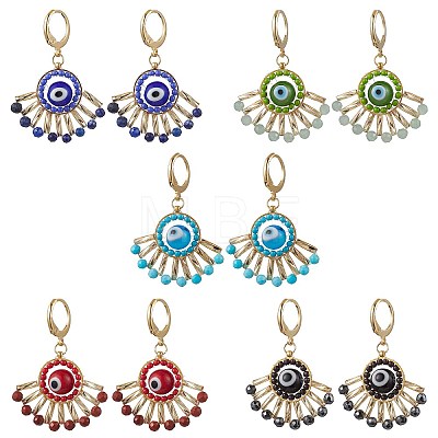 Handmade Evil Eye Lampwork Leberback Earrings EJEW-MZ00352-1