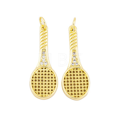 Rack Plating Brass Micro Pave Cubic Zirconia Pendants KK-P269-06G-1