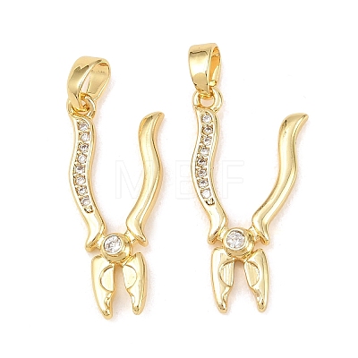 Brass Micro Pave Clear Cubic Zirconia Pendants KK-G549-16A-G-1