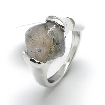 Natural Moss Agate Rings G-S217-05-B-1