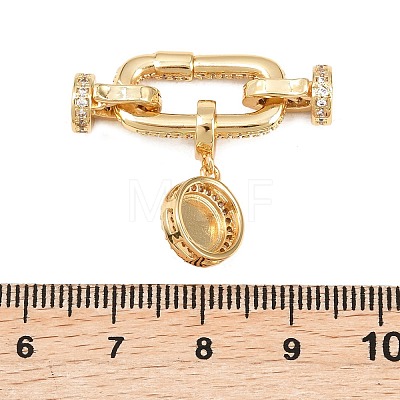 Flat Round Brass Micro Pave Cubic Zirconia Fold Over Clasps KK-U059-62G-1