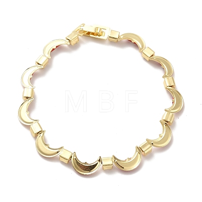 Rack Plating Iron Moon & Rectangle Link Chains Bracelet BJEW-I300-01G-1