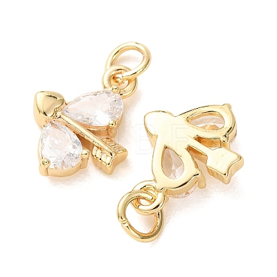 Brass Micro Pave Clear Cubic Zirconia Charms CU-E003-14G-B-1