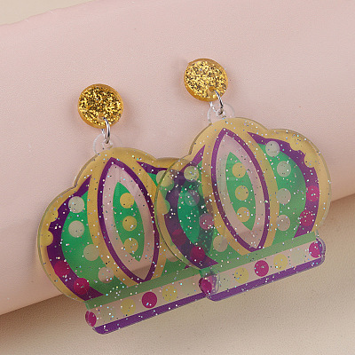 Bohemian Style Acrylic Glitter Powder Dangle Stud Earrings FS-WGAD9E8-02-1