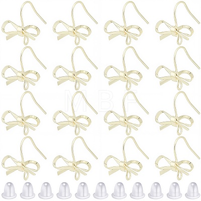 28Pcs Bowknot Shape Brass Earring Hook DIY-SP0001-06G-1