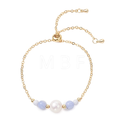 Natural Blue Lace Agate Beads Link Bracelets BJEW-JB13087-03-1