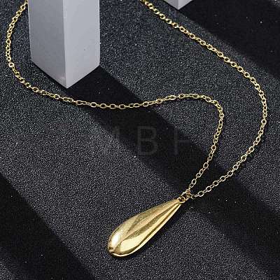 304 Stainless Steel Teardrop Pendant Cable Chain Necklaces for Women NJEW-A038-01G-1