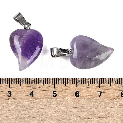 Natural Amethyst Heart Pendants G-H073-03P-01-1