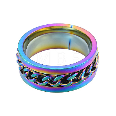 201 Stainless Steel Curb Chain Finger Ring for Women RJEW-N043-30M-1