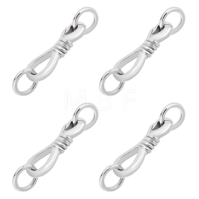 5 Sets Rhodium Plated 925 Sterling Silver S-Hook Clasps STER-BBC0001-43-1