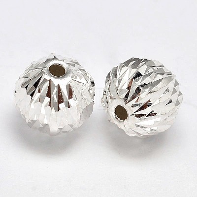 Fancy Cut Faceted Round 925 Sterling Silver Beads STER-F012-12D-1