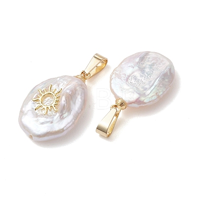 3Pcs 3 Styles Natural Baroque Keshi Pearl Coin Pendants PALLOY-JF05471-1