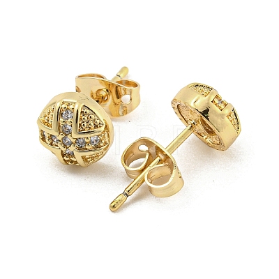 Brass Micro Pave Cubic Zirconia Stud Earrings EJEW-P261-40G-1