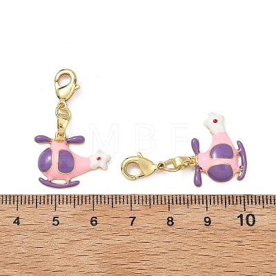Helicopter Brass Enamel Pendant Decorations KK-B198-04G-1