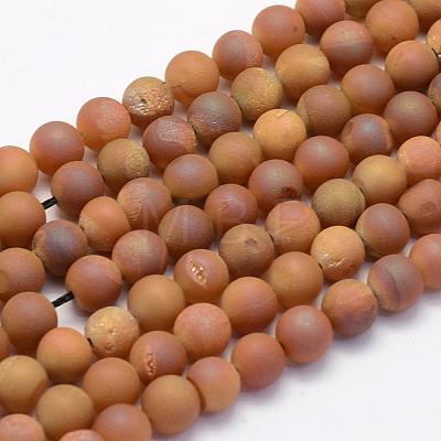 Electroplate Natural Druzy Agate Beads Strands G-G708-10mm-01-1