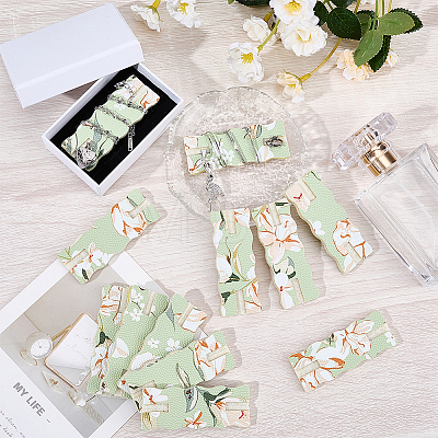 12Pcs Flower Printed Polyester Necklace Anti-Winding Display Cards CDIS-OC0001-14A-1