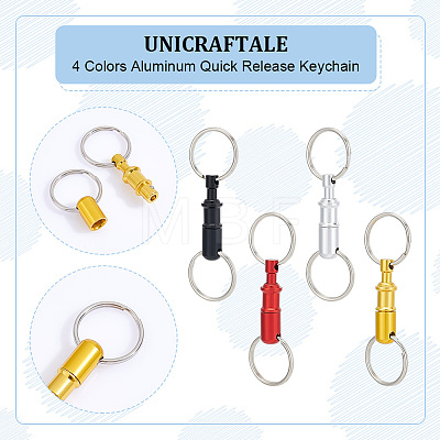 Unicraftale 4Pcs 4 Colors Aluminum Quick Release Keychain KEYC-UN0001-20-1