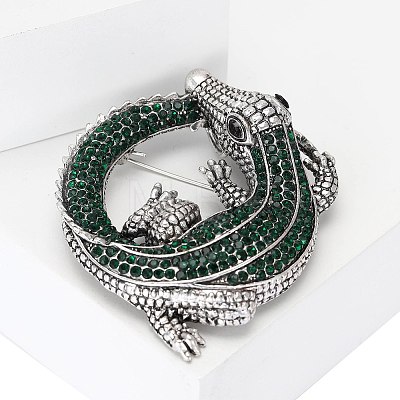 Crocodile Alloy Rhinestone Brooch PW-WGFAD1D-04-1