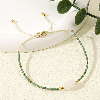 Natural White Jade Bead Braided Bead Bracelets LS-SR7780-1