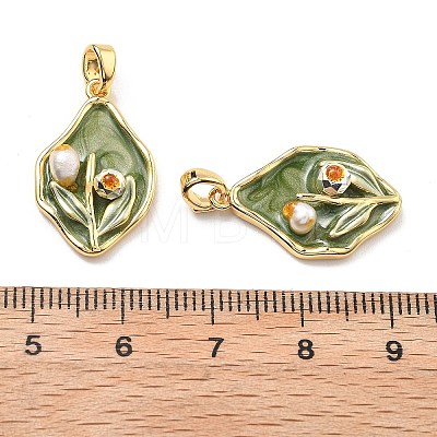 Brass Enamel Pendants KK-B129-25G-01-1