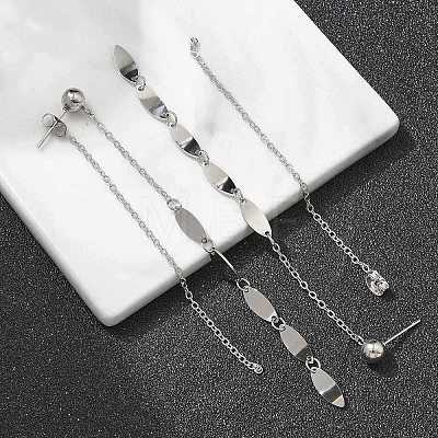 304 Stainless Steel Tassel Stud Earrings for Women EJEW-A119-18P-1