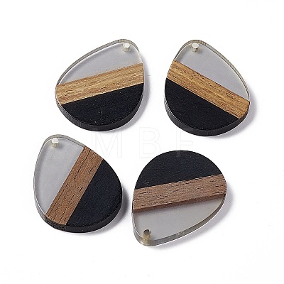 Opaque Resin & Walnut Wood Pendants RESI-M027-04H-1